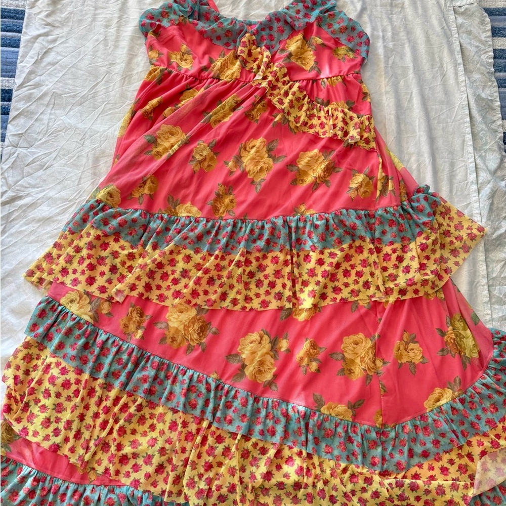 Torrid Pink and Yellow Floral High Low Dress